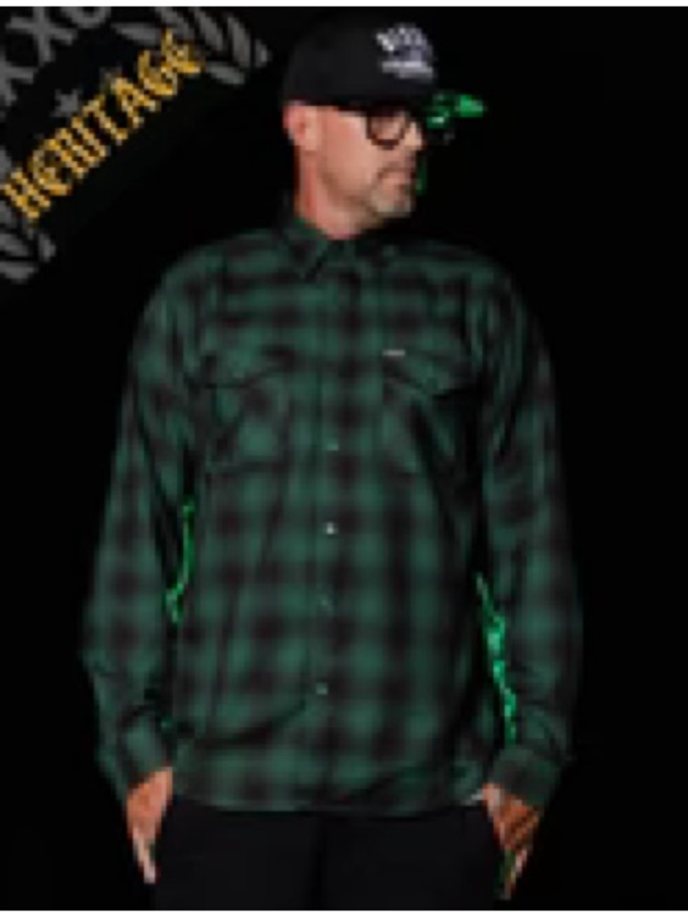 Dixxon Men's Green Plaid Button-Up Shirt - Picture 2 of 6